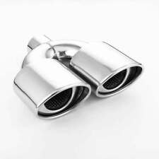2.25 Inlet Twin Exhaust Tip Stainless Steel Oval Dual Out Resonated Angle Cut