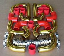 2.5 Diy Gold Aluminum 12x Turbo Intercooler Piping Kit Red Coupler Universal