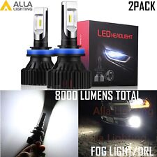 Alla Lighting 8000lm H8 Front Fog Light Bulbs Driving Lamps Drl Xenon White2pcs