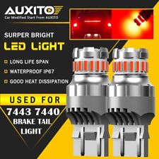 2x Auxito 7443 7440 Flash Strobe Blinking Red Brake Tail Stop Light Led Bulbs Ea
