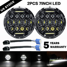 Pair 7 Inch Round Led Headlights High Low Drl For Jeep Wrangler Tj 1997-2006