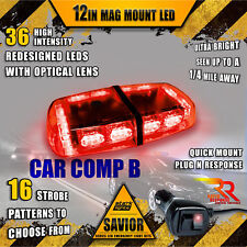 36 Led Light Bar Top Oval Magnetic Flashing Hazard Roof Strobe - Red