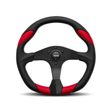 Momo Quark Steering Wheel 350mm Black Polyurethane Brushed Black Anodized Red