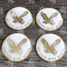 White And Gold Dayton Eagle Wire Wheel Chips Caps Set Of 4 Size 2.25 Inches
