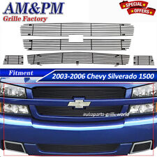 Fits 2003-2006 Chevy Silverado 1500 Black Billet Grille Upper Grill Combo 2005