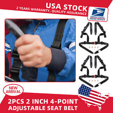 2x Black 2 4-point Adjustable Racing Seat Belts Harness Safety Shoulder Straps