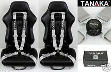 2 X Tanaka Universal Gray 4 Point Camlock Quick Release Racing Seat Belt Harness