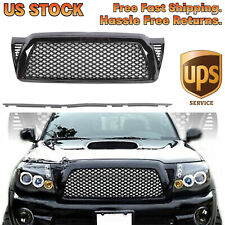 For 05-11 Toyota Tacoma Honeycomb Mesh Black Front Bumper Hood Grill Grille