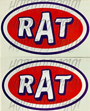 2- Pack Rat Rod Hot Rod Decal Sticker Chopper Rat Fink Vintage Racing Oil Tools