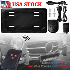 1 Set Hide-away Shutter Cover Up Electric Stealth License Plate Frame W Remote