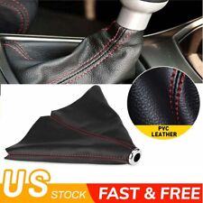 Shift Knob Shifter Boot Cover Universal Gear Black Suede Red Stitch For Honda