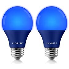 Luxrite A19 Led Blue Light Bulb 60w Equiv. Ul Listed E26 Base Party Bulbs 2-pack