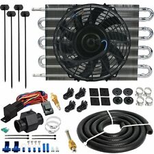 8 Row An6 Transmission Oil Cooler Electric Fan 38mm 180f In-hose Thermostat Kit
