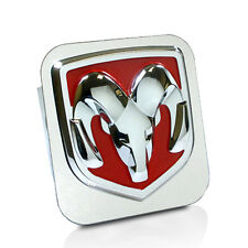 Dodge Ram Oem Logo Red Infill Chrome Finish Steel Metal 2 Tow Hitch Cover Plug