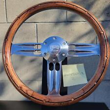 14 Inch Billet Real Oak Wood Steering Wheel Brass Rivets Horn 6 Hole Chevy C10