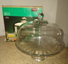 Vtg Anchor Hocking Canfield Fire Glass Footed Cake Plate Dome Lid Original Box