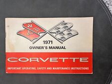 1971 Corvette Oem First Edition Owners Manual Full Card Super Clean Inside