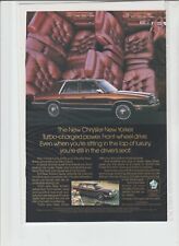 Original 1987 Chrysler New Yorker Magazine Ad Turbo-charged Power