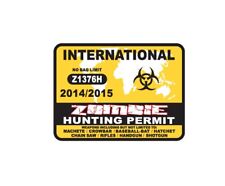 International Zombie Hunting Permit Decal Sticker Car Truck Suv Window Computer