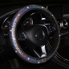 15 37-38cm Car Diamond Steering Wheel Cover Bling Shining Rainbow For Women New
