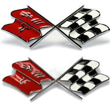 1968-1973 Corvette Fuel Gas Door Nose Front Emblem Cross Flags Badges Set C3
