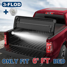 6 Ft 3-fold Soft Truck Bed Tonneau Cover W Led For 2005-2021 Nissan Frontier