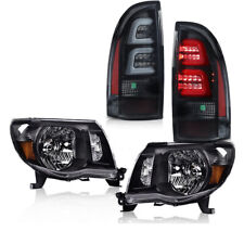 Fit For 2005-2011 Toyota Tacoma Black Amber Headlights  Led Tail Lights
