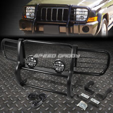 Black Brush Grille Guardround Clear Fog Light For 06-10 Jeep Commander Xk Suv