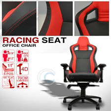 Universal Blackred Stitches Pvc Leather Mu Racing Bucket Seat Office Chair Cl06