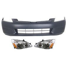 Front Bumper Kit Includes Left Right Headlights For 2003-2005 Honda Accord Capa