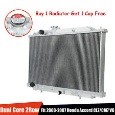 2row Full Aluminum Radiator Dual Core For 2003-2007 Honda Accord Cl7 Cm7 3.0l V6