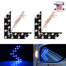 2pcs Car Side View Mirror Turn Signal 14-smd Blue Led Arrow Lights Blinker Lamp