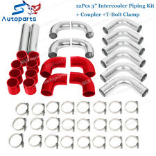 3 Diy Aluminum 12piece Turbo Intercooler Piping Pipe Kit Polished Red Coupler