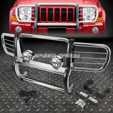 Chrome Brush Grill Guardround Clear Fog Light For 06-10 Jeep Commander Xk Suv
