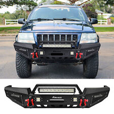 Front Bumper Wwinch Plate Light D-ring For 1999-2004 Grand Cherokee Wj