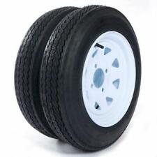 Pair 2 Trailer Tires Rims 4.80-12 480-12 4.80 X 12 12 4 Lug Wheel White Spoke
