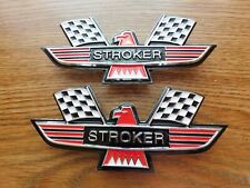Ford Stroker Crossed Flag Fender Emblems Red Mustang Fairlane Galaxie Falcon 