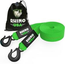 Rhino Usa Tow Strap With Hooks 2 Inch X 20 Foot Lab Tested 10321lbs Break Str...