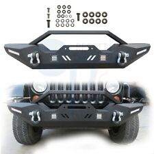 For 2007-2018 Jeep Wrangler Jk Front Bumper W Led Lights Textured Black Steel