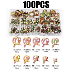 100x Hose Spring Clamps 6-22mm Fastener Fuel Water Line Pipe Air Tube Clips Set