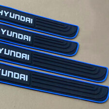 Blue Trims For Hyundai Rubber Car Door Scuff Sill Cover Panel Step Protectors X4