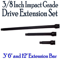 Oem 38 Impact Grade Drive Long Socket Extension 3 Piece Set 3 6 12 Bars