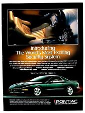 1994 Pontiac Firebird Worlds Most Security System Original Print Ad 8.5 X 11
