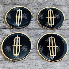 Black And Gold Lincoln Wheel Chips Emblem Decals Set Of 4 Size 2.25 Inches