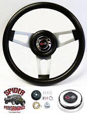1968-1979 Corvette Steering Wheel Crossed Flags 13 34 Silver Spoke