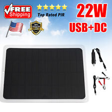22w Solar Panel 12v Trickle Charger Battery Charger Kit Maintainer Boat Rv Car