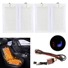 4pads Universal Carbon Fiber Car Heated Seat Heater Kit Wround Switch 3 Level