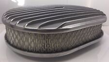 12 Oval Aluminum Fully Finned Air Cleaner For 5-18 Carb Holley Edelbrock