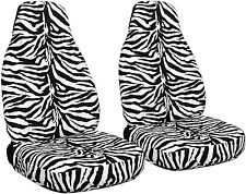 New 6mm Thick Padded Black And White Zebra Animal Print 4pc Set Hb Seat Covers