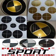 Black Carbon Fiber Gold Sticker Overlay Sport Full Set Fit All Bmw Emblems